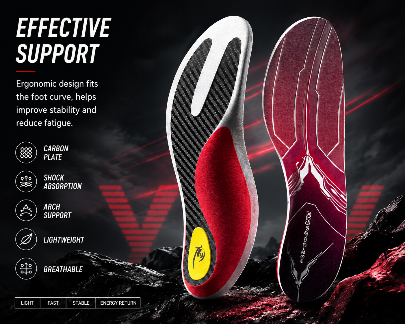 DRAKO FROST — Carbon Plate Insoles for Badminton & Tennis