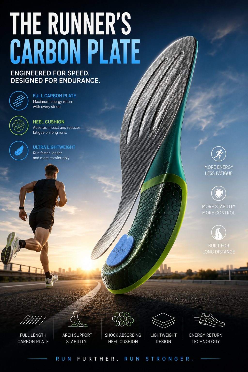 DRAKO TALON — Carbon Plate Insoles for Running & Hiking